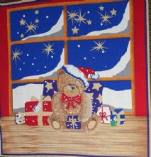 100% Cotton Teddy Bear with Christmas Present Cushion Panel